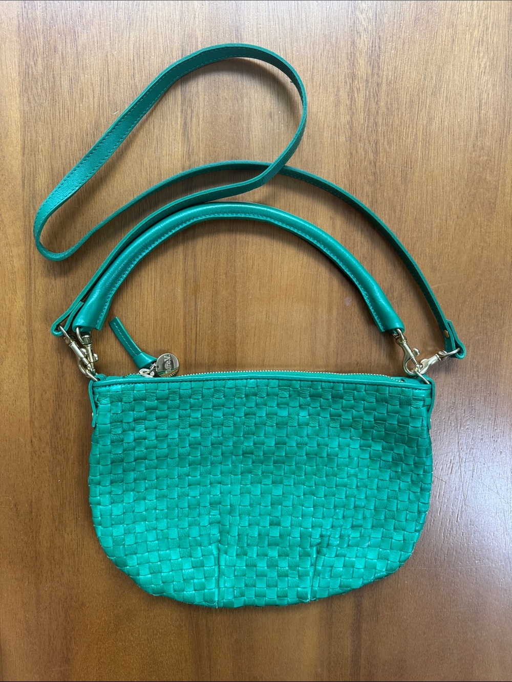 Clare V Petit Moyen - Green Woven checker - Picture 3 of 7